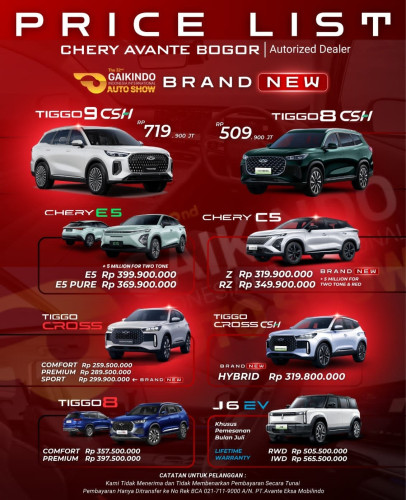 Pricelist Harga Chery senen 2025